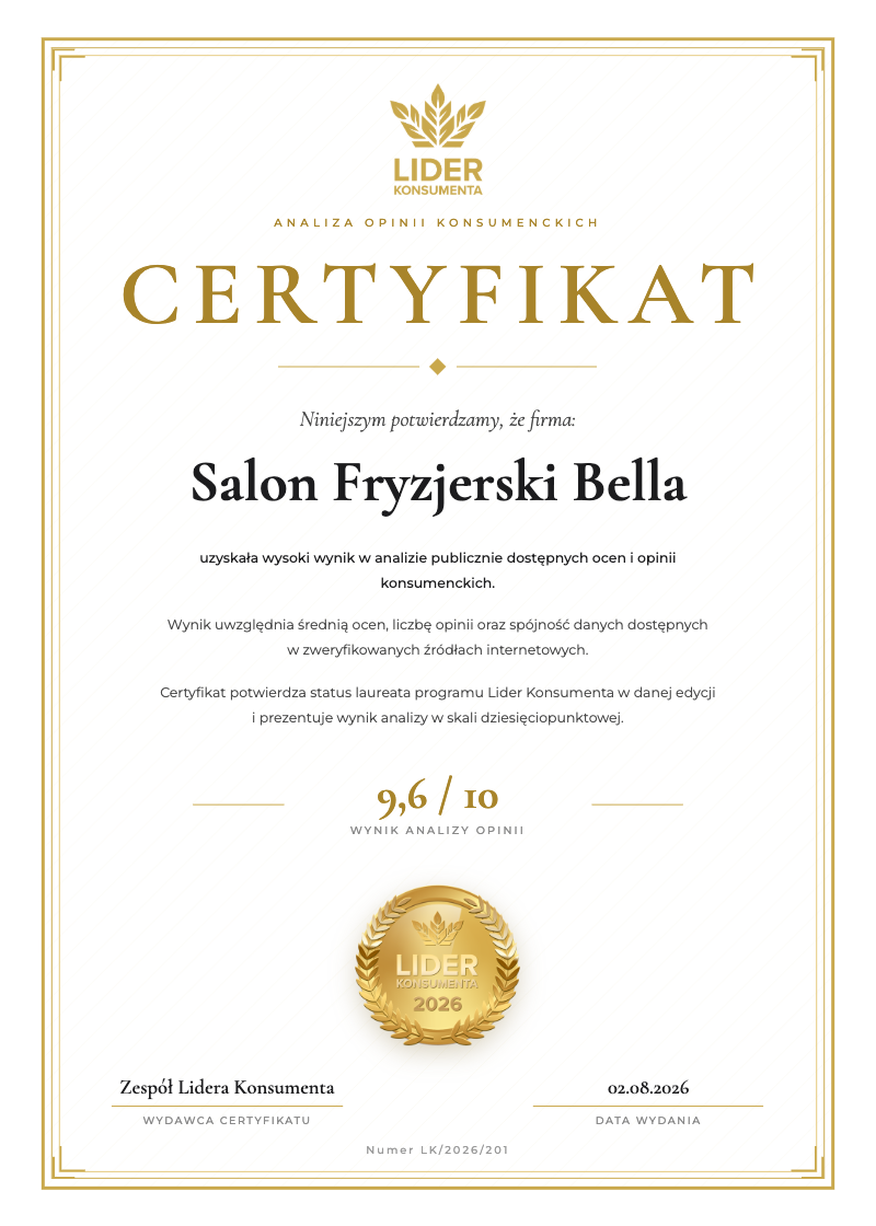 Jasny certyfikat Lider Konsumenta 2026